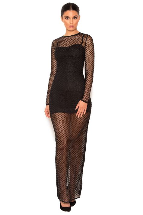 fishnet dress nude|Celeste Fishnet Maxi Dress .